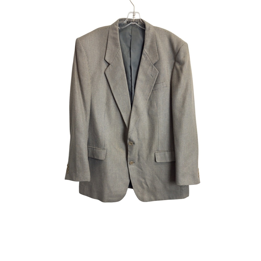 Pierre Balmain Paris Vintage 46L Grey Micro Pattern Two Button Blazer Sport Coat